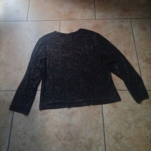 Chico's Black Sequin 3/4 Sleeve Hoodie